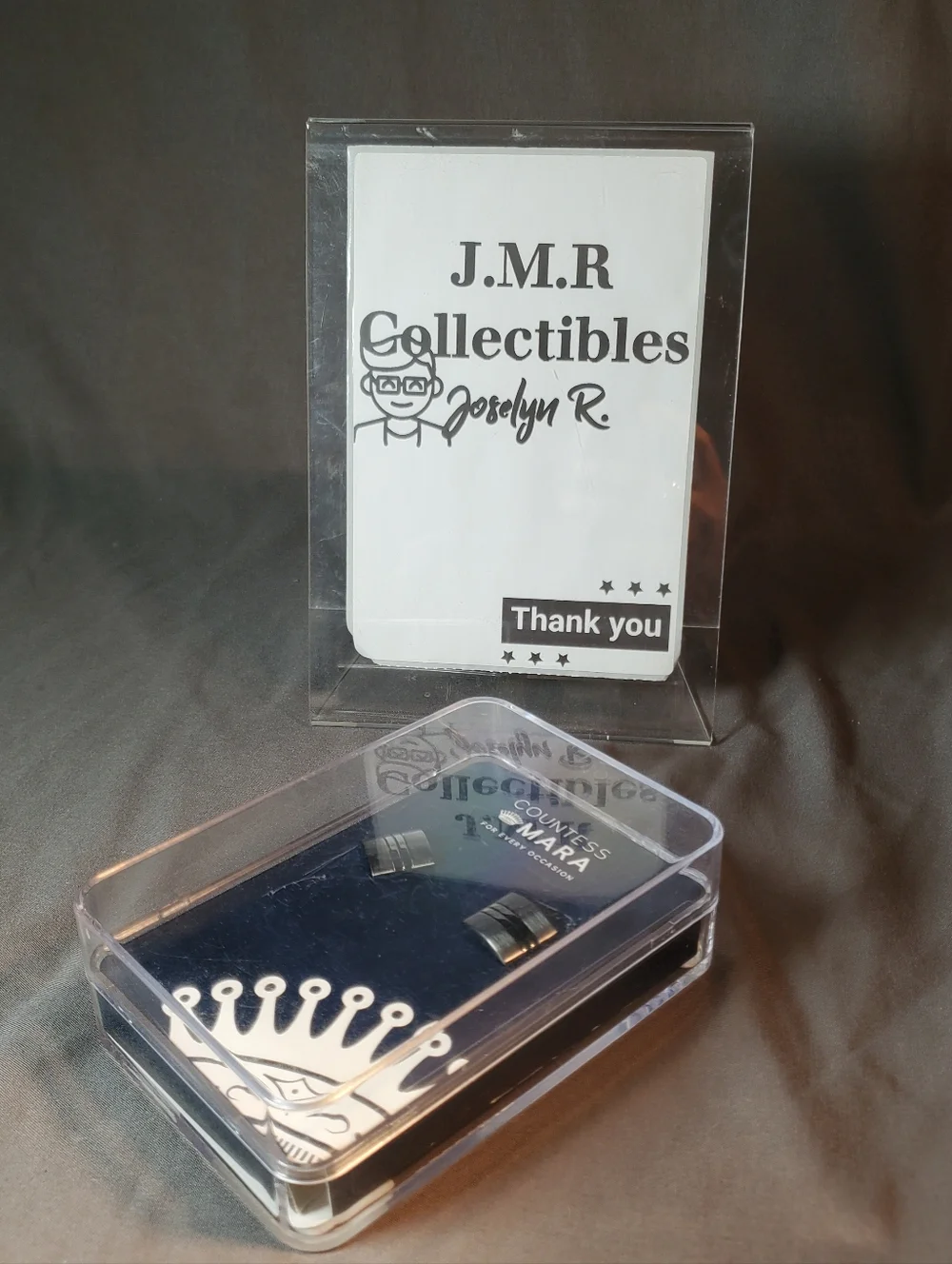 COUNTESS MARA Rectangle Cuff Links Textured Silver/ Black Tone Sealed NIB